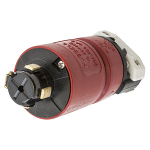 HUBBELL HBL20445B Industrial, Male Plug, 30A 3-Phase 480V AC, 3-Pole 4-Wire Grounding, Non-NEMA, Screw Terminal, Red