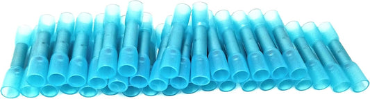 100Pcs Heat Shrink Butt Tube Splice Connector 16-14GA Gauge Blue Wire Terminal