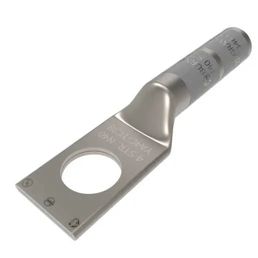 YA4CN, Cu Compression, 1-Hole, 1/2" Stud, Long Barrel, 4 AWG