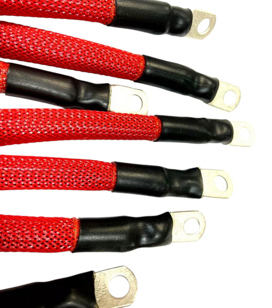 (7) pcs EZGO TXT Golf Cart  48Volt 2G RED BRAIDED Battery Cables 94UP 3-17 4-7