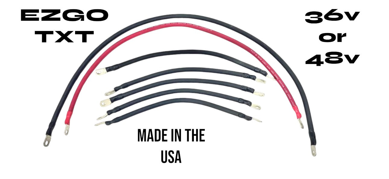 Golf cart battery cables Ezgo txt 36 or 48 volts 7 pieces set 2 AWG HD