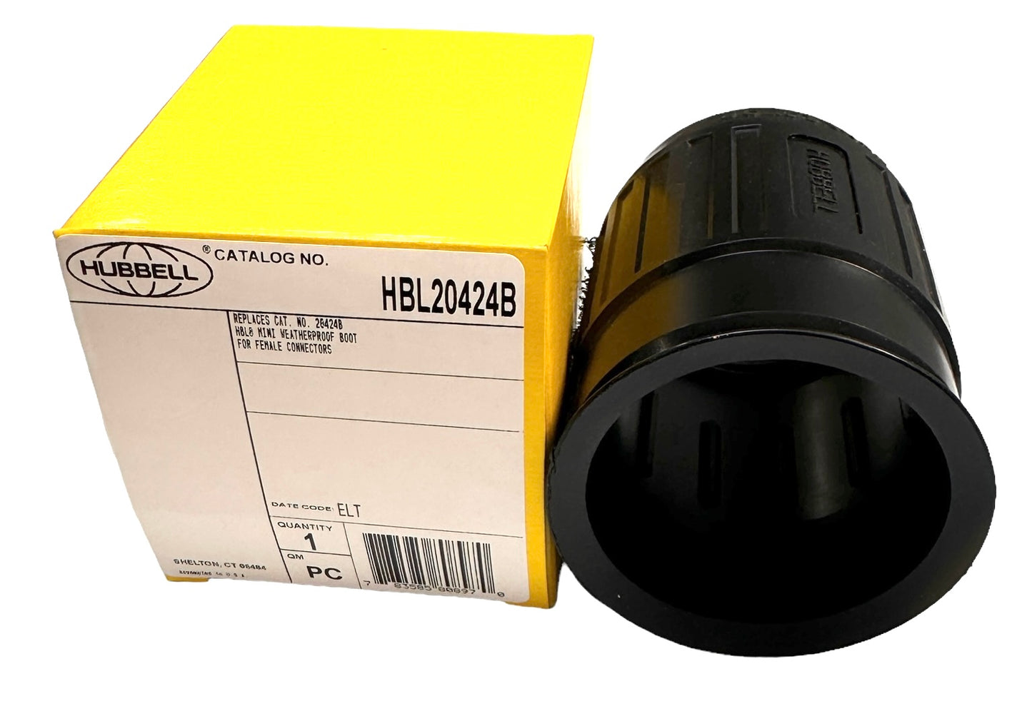 HUBBELL HBL21414B Female Connector Body, 30A 600V AC, 20A 250V DC, 3-Pole 4-Wire Grounding, Non-NEMA, Screw Terminal and White.