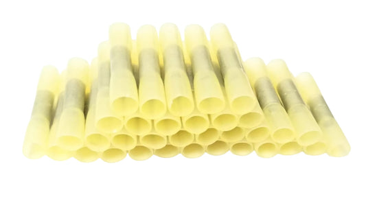 100Pcs Heat Shrink Butt Tube Splice Connector 12-10GA Gauge YELLOW Wire Terminal