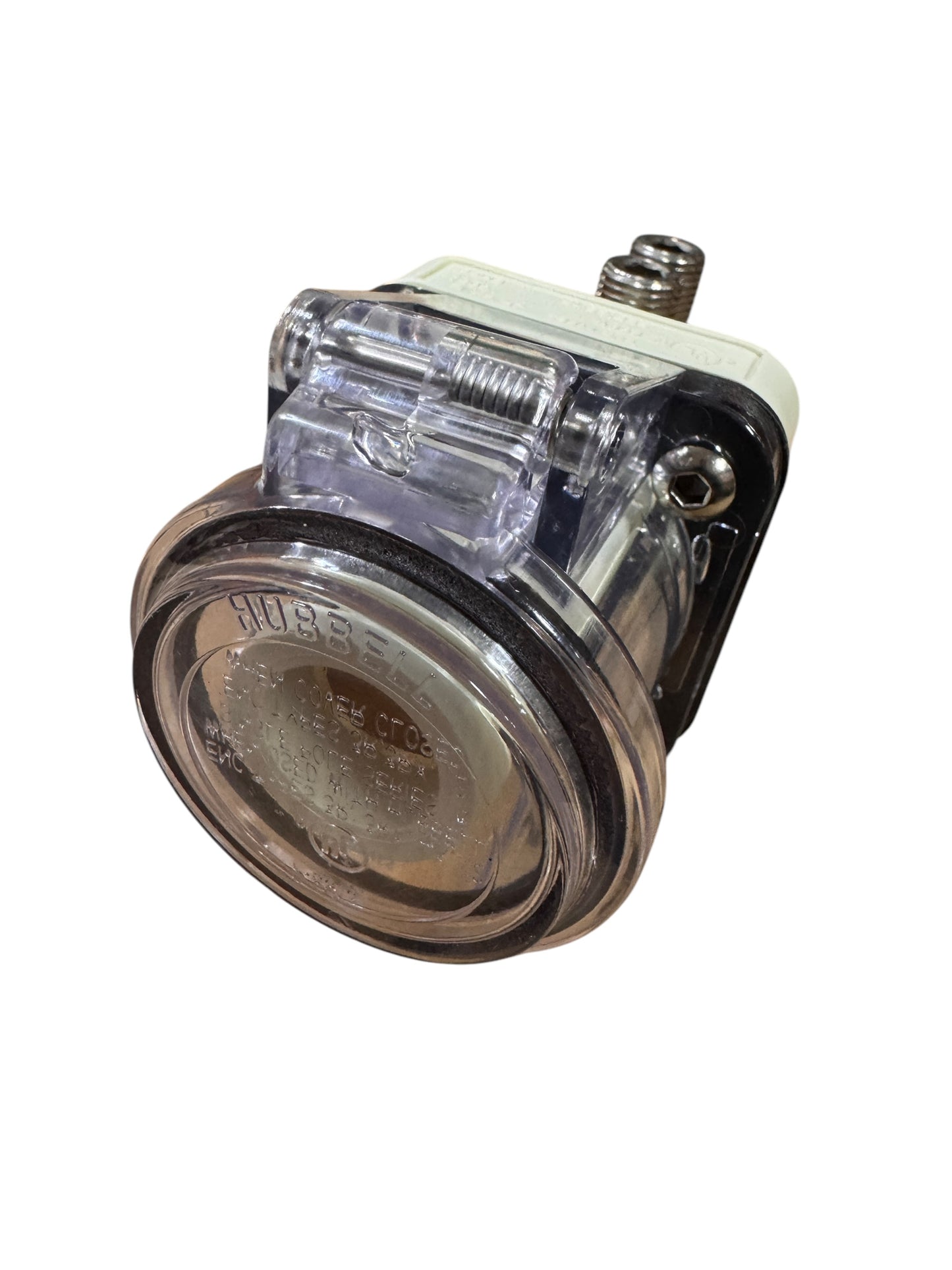 CAMLOCK Series 16 Hubbell Panel Mount Straight Receptacle W/Clear SNAP Cover W/MOUNTING Screws