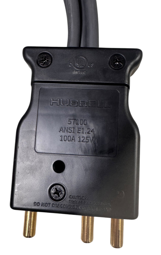 Stage Pin Splitter Assembly 100A Male (2) 100A Female Hubbell 100A/125V
