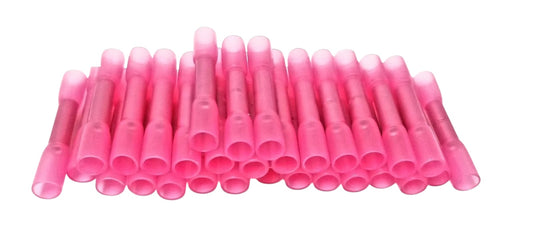 100Pcs Heat Shrink Butt Tube Splice Connector 22-18GA Gauge PINK Wire Terminal