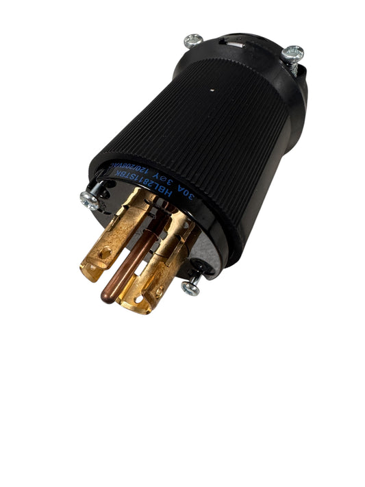 HUBBELL HBL2811STBK Edge Connect Twist lock Male Plug, 30A 3-Phase 120/208V AC, 4-Pole 5-Wire Grounding, L21-30P, Screwless Terminal, Black