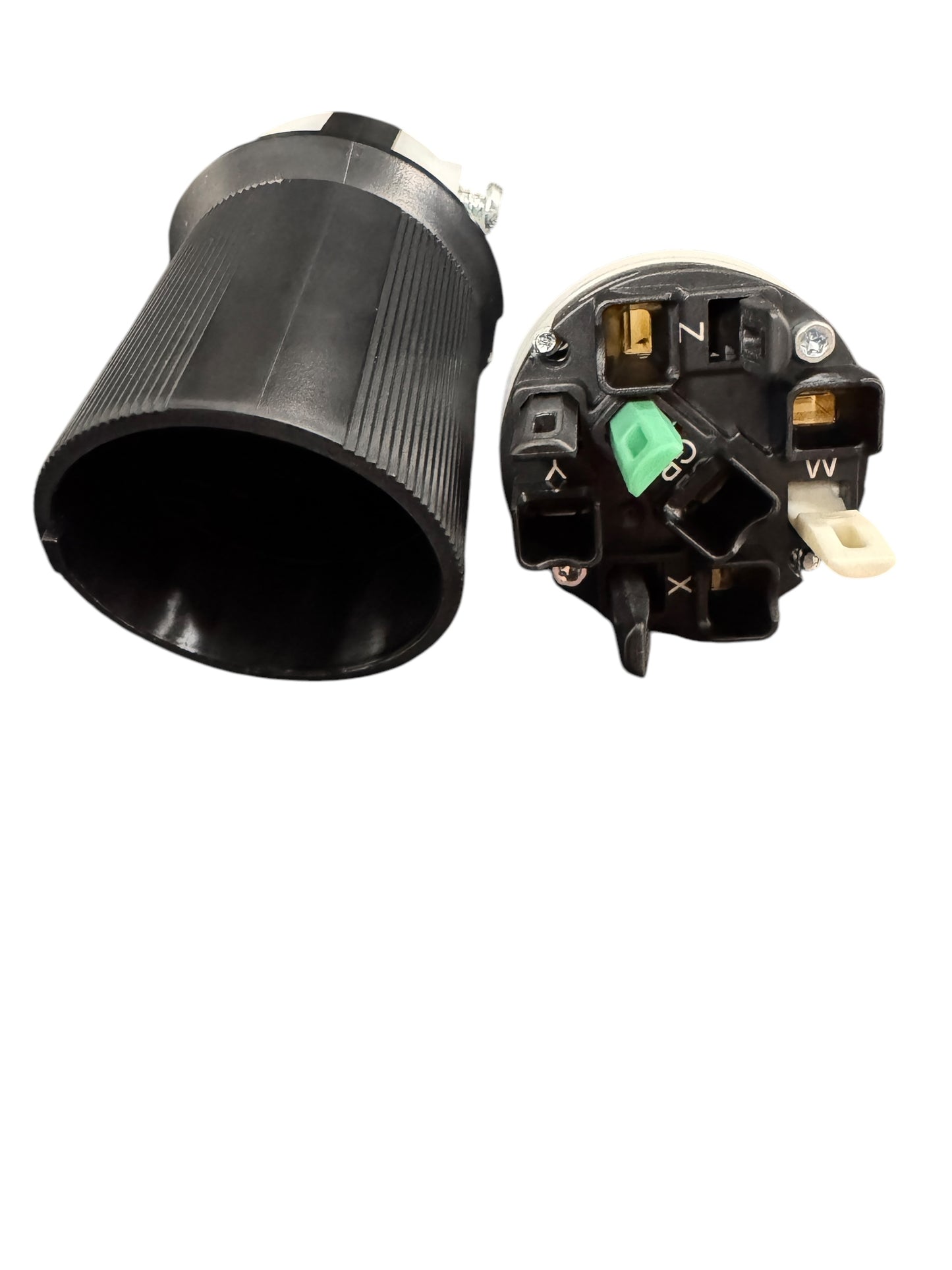 HUBBELL HBL2811ST Edge Connect Twist lock Male Plug, 30A 3-Phase 120/208V AC, 4-Pole 5-Wire Grounding, L21-30P, Screwless Terminal, Black and White