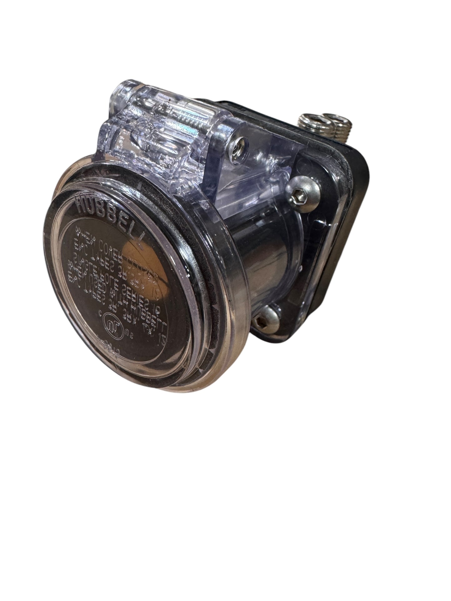 CAMLOCK Series 16 Hubbell Panel Mount Straight Receptacle W/Clear SNAP Cover W/MOUNTING Screws