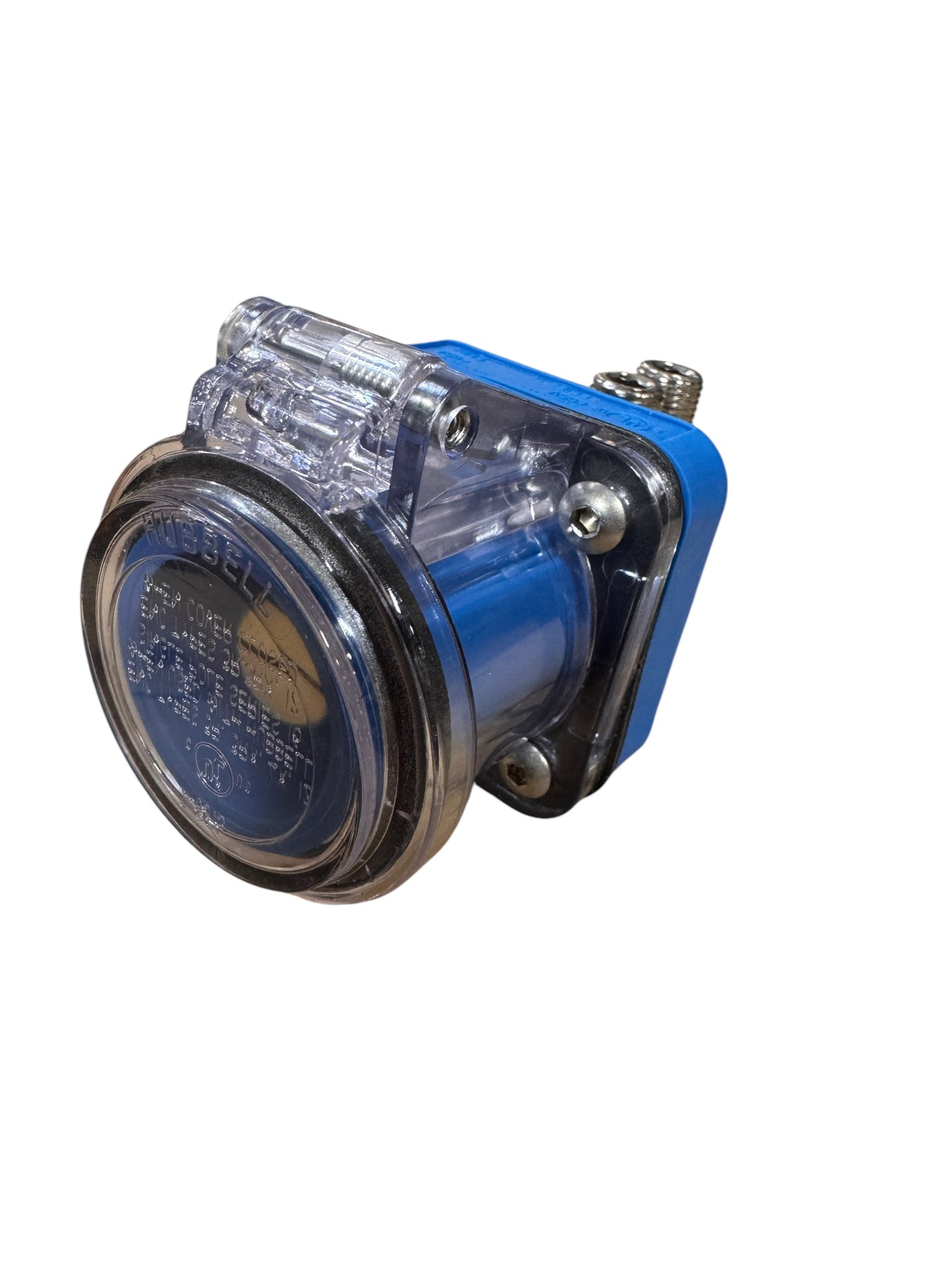 CAMLOCK Series 16 Hubbell Panel Mount Straight Receptacle W/Clear SNAP Cover W/MOUNTING Screws