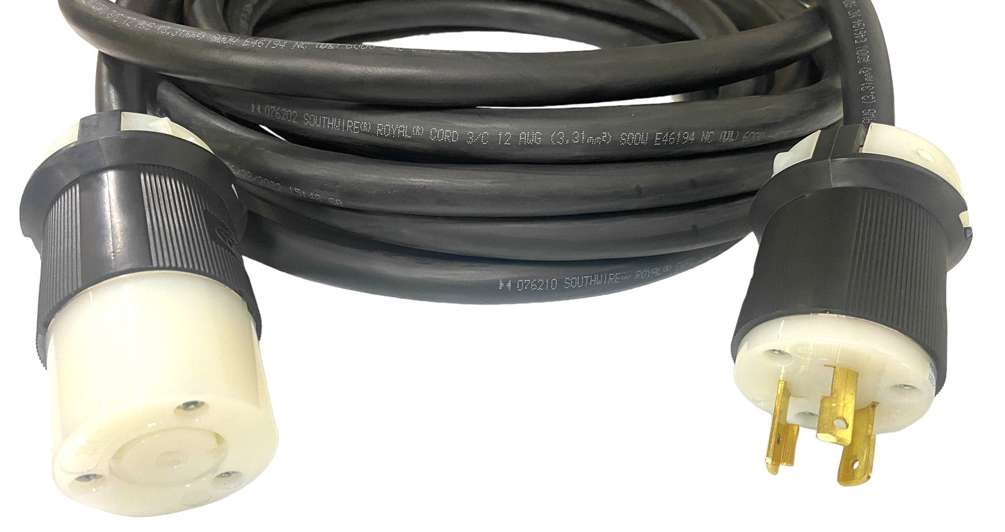 20 AMP ENTERTAINMENT CABLE GENERATOR POWER CABLE L6-20 250V SOOW 12/3 600V M/F