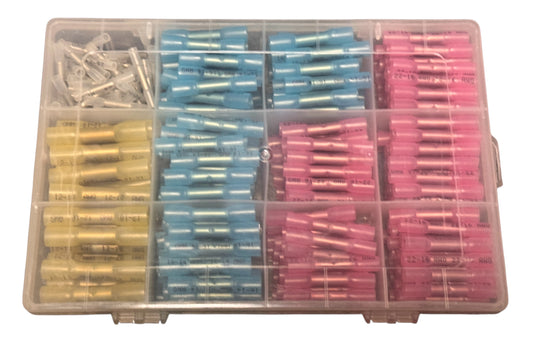330PCS Heat Shrink Butt Connectors-Marine Grade Waterproof Electrical Crimp Wire Connectors Kit-Tinned Red Copper Insulated, for Boat,Truck,Stereo