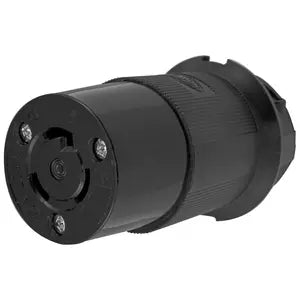 HUBBELL HBL2323BK Female Connector Body, 20A 250V, 2-Pole 3-Wire Grounding, L6-20R, Screw Terminal, Black