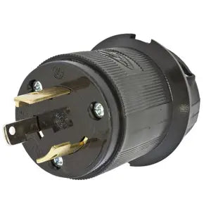 HUBBELL HBL2611BK Male Plug, 30A 125V, 2-Pole 3-Wire Grounding, L5-30P, Screw Terminal, Black