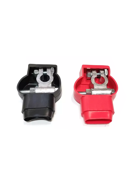 Military Spec Battery Terminal Top Post Positive Negative For Ford Jeep RV SET W/ BOOTS