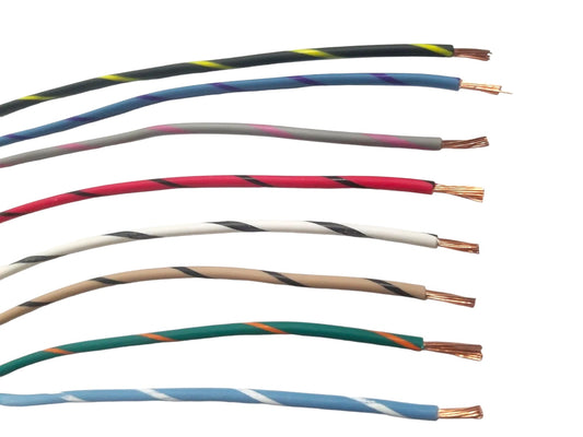 GXL HIGH TEMP AUTOMOTIVE POWER WIRE 8 STRIPED COLORS 25 FT EA (14 AWG) LOT B