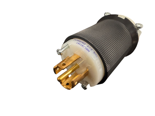 HUBBELL HBL2811ST Edge Connect Twist lock Male Plug, 30A 3-Phase 120/208V AC, 4-Pole 5-Wire Grounding, L21-30P, Screwless Terminal, Black and White