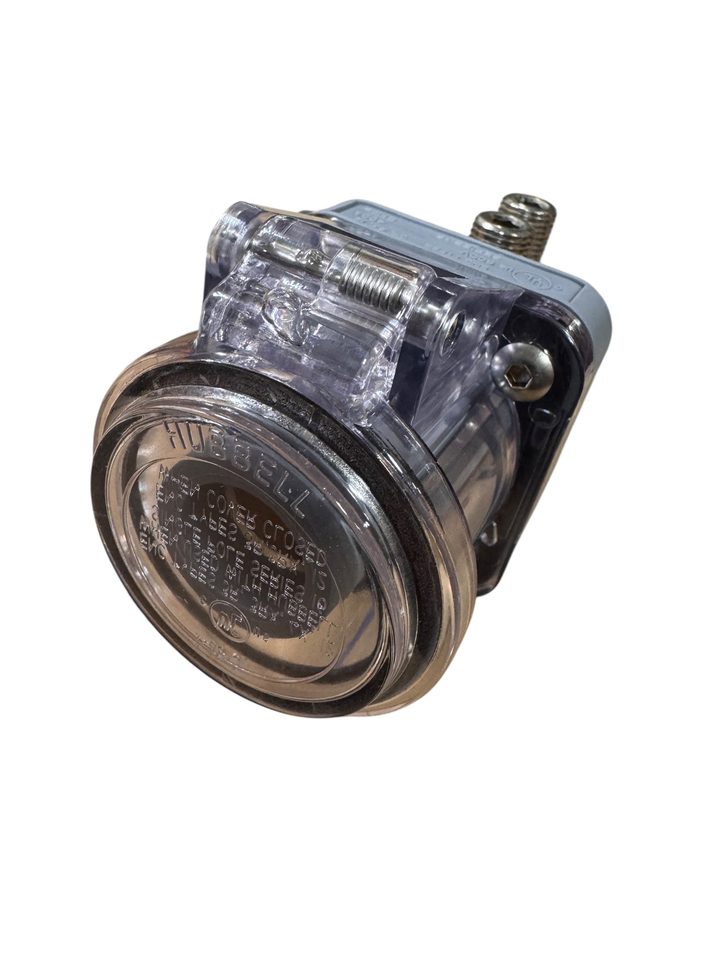 CAMLOCK Series 16 Hubbell Panel Mount Straight Receptacle W/Clear SNAP Cover W/MOUNTING Screws