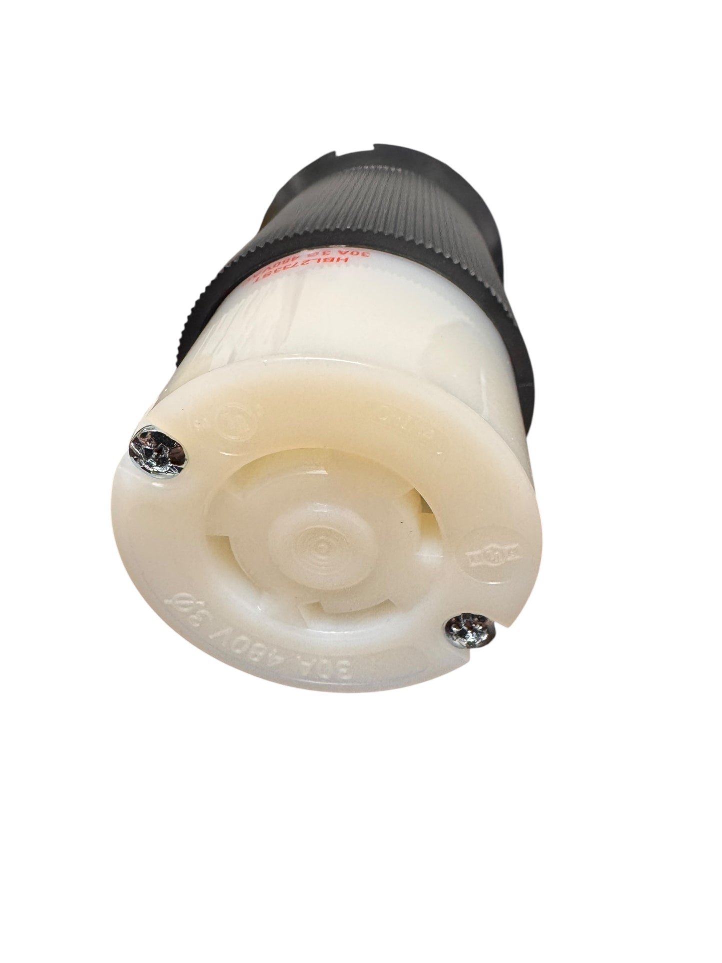 HUBBELL HBL2733ST Female Connector Body, 30A 3-Phase Delta 480V AC, 3-Pole 4-Wire Grounding, L16-30R, Screw Terminal, Black and White
