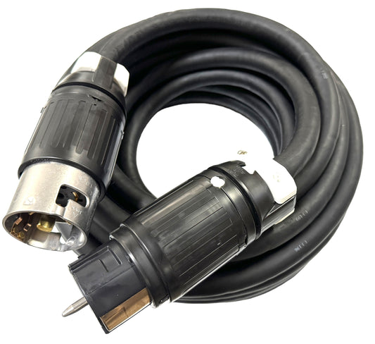 Hubbell Spider Box Twist-Lock Generator Power Extension Cord, 50 Amp, 125/250V, SOOW Cable Type, Gauge 6/4, Professional-Grade Outdoor California Standard Locking Extension.