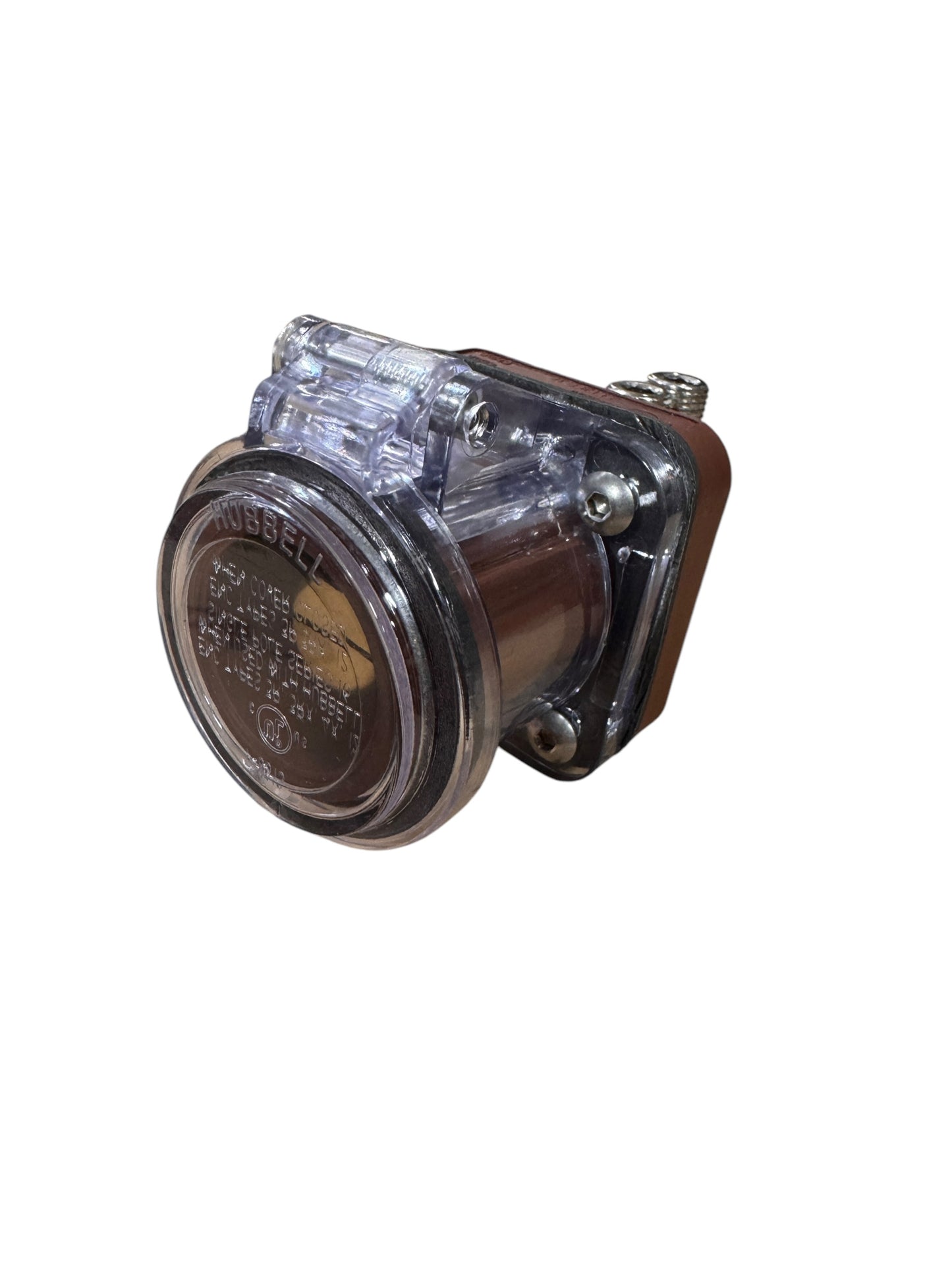 CAMLOCK Series 16 Hubbell Panel Mount Straight Receptacle W/Clear SNAP Cover W/MOUNTING Screws