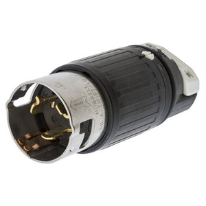 HUBBELL CS8165C Industrial, Male Plug, 50A 3-Phase 480V AC, 3-Pole 4-Wire Grounding, Non-NEMA, Screw Terminal, Black and White