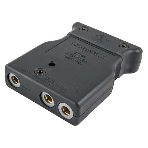 HUBBELL HBL100SPF 100 Amp 125V Black, Female Inline, Double Set Screw Stage Pin Device
