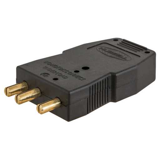 HUBBELL HBL20SPM 20 Amp 125V Black, male Inline, Double Set Screw Stage Pin Device
