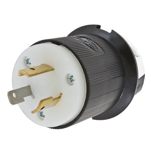 HUBBELL HBL2311 Male Plug, 20A 125V, 2-Pole 3-Wire Grounding, L5-20P, Screw Terminal, Black and White