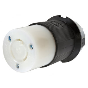 HUBBELL HBL2323 Female Connector Body, 20A 250V, 2-Pole 3-Wire Grounding, L6-20R, Screw Terminal, Black and White