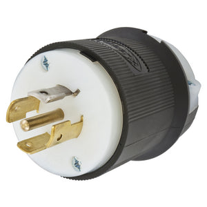 HUBBELL HBL2511 Male Plug, 20A 3-Phase 120/208VAC, 4-Pole 5-Wire Grounding, L21-20P, Screw Terminal, Black and White