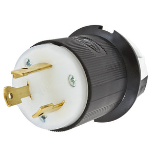 HUBBELL HBL2621 Male Plug, 30A 250V, 2-Pole 3-Wire Grounding, L6-30P, Screw Terminal, Black and White