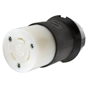 HUBBELL HBL2623 Female Connector Body, 30A 250V, 2-Pole 3-Wire Grounding, L6-30R, Screw Terminal, Black and White