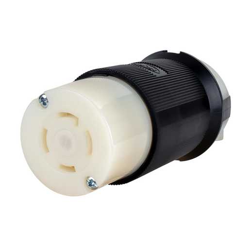 HUBBELL HBL2713 Locking Devices, Twist-Lock, Industrial, Female Connector Body, 30A 125/250V, 3-Pole 4-Wire Grounding, L14-30R, Screw Terminal, Black and White