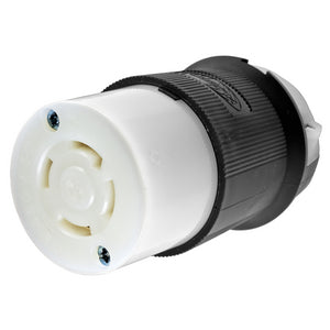 HUBBELL HBL2733 Female Connector Body, 30A 3-Phase Delta 480V AC, 3-Pole 4-Wire Grounding, L16-30R, Screw Terminal, Black and White
