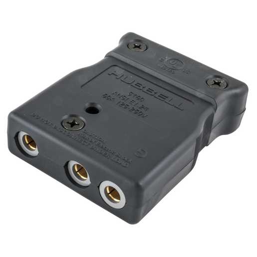 HUBBELL HBL60SPF 60 Amp 125V Black, Female Inline, Double Set Screw Stage Pin Device