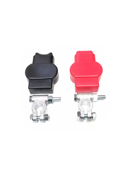 Military Spec Battery Terminal Top Post Positive Negative For Ford Jeep RV SET W/ BOOTS