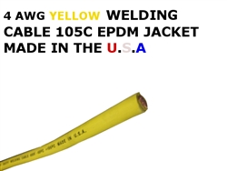 2/0 WELDING BATTERY CABLE YELLOW 600V USA EPDM JACKET HEAVY DUTY COPPER 30' FT 